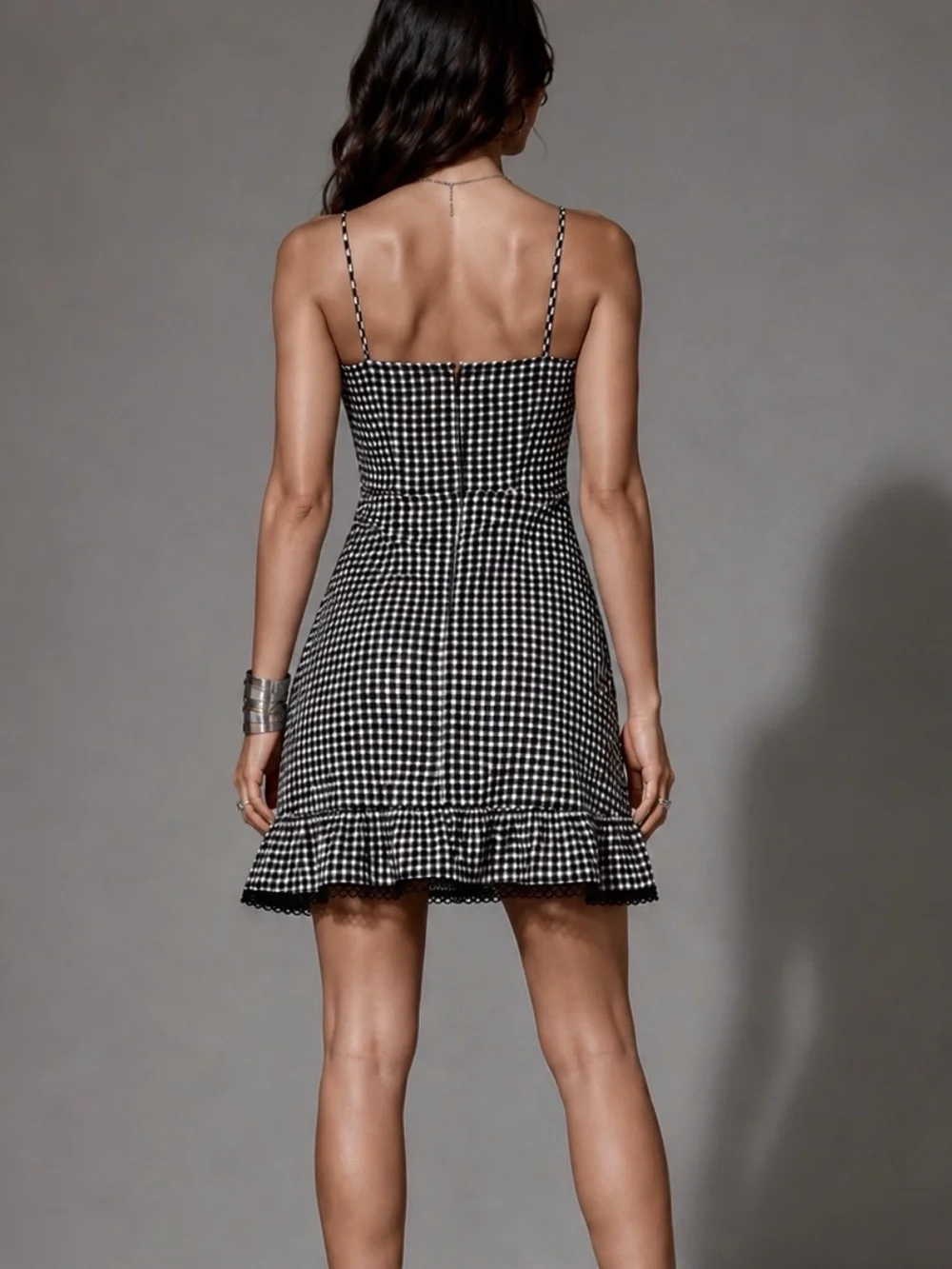 Revolve BB DAKOTA Gingham Ruffle Coquette Mini Dress Size 4 - Picture 9 of 10